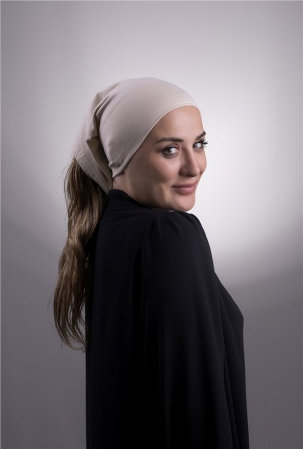 Bej Pratik Hazır Geçmeli İç Bone Viskon Kumaş Dikişsiz Boru Bone 3006_12 - 1