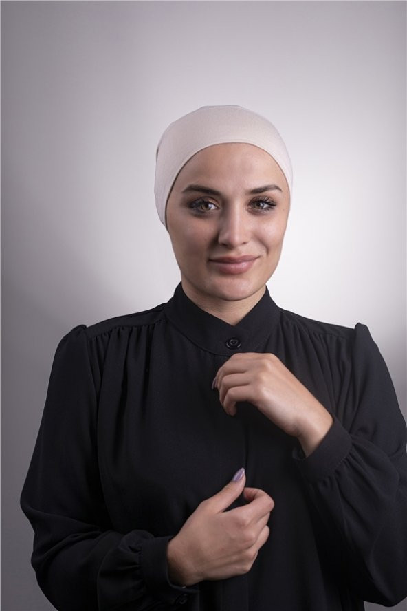 Bej Pratik Hazır Geçmeli İç Bone Viskon Kumaş Dikişsiz Boru Bone 3006_12 - 2