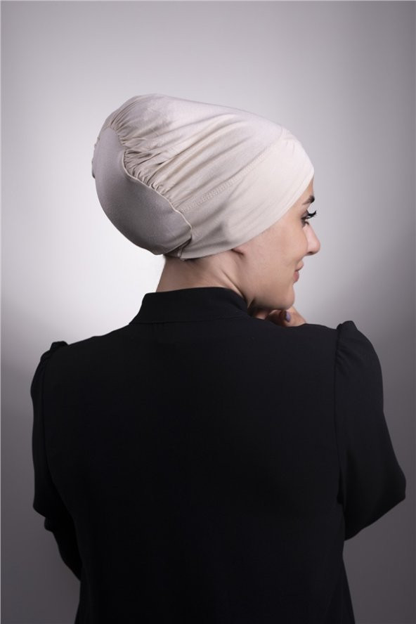 Bej Pratik Hazır Geçmeli İç Bone Viskon Kumaş Çapraz Tek Bantlı 3004_12 - 2