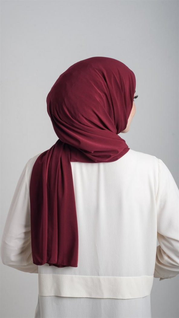 Bordo Pratik Hazır Geçmeli Eşarp Sandy Kumaş Sade 1817_16 - 3