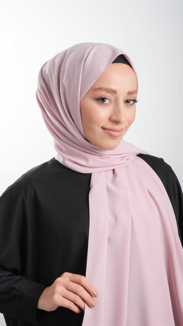Pembe Düz Klasik Şal Medine İpeği Sade 202103_04
