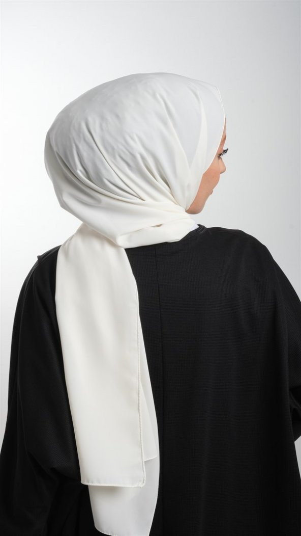 Ekru Düz Klasik Şal Medine İpeği Sade 202103_27 - 2