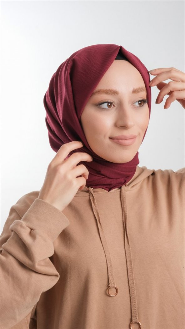 Bordo Düz Klasik Şal Pamuk Caz Sade 202105_16