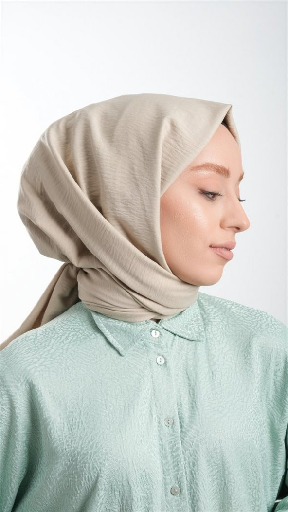 Bej Düz Klasik Şal Pamuk Caz Sade 202105_12 - 3