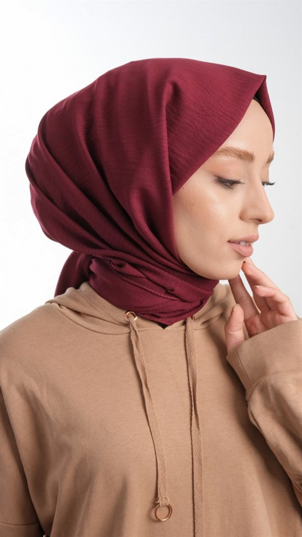 Bordo Düz Klasik Şal Pamuk Caz Sade 202105_16 - 2