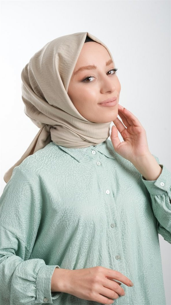 Bej Düz Klasik Şal Pamuk Caz Sade 202105_12 - 6