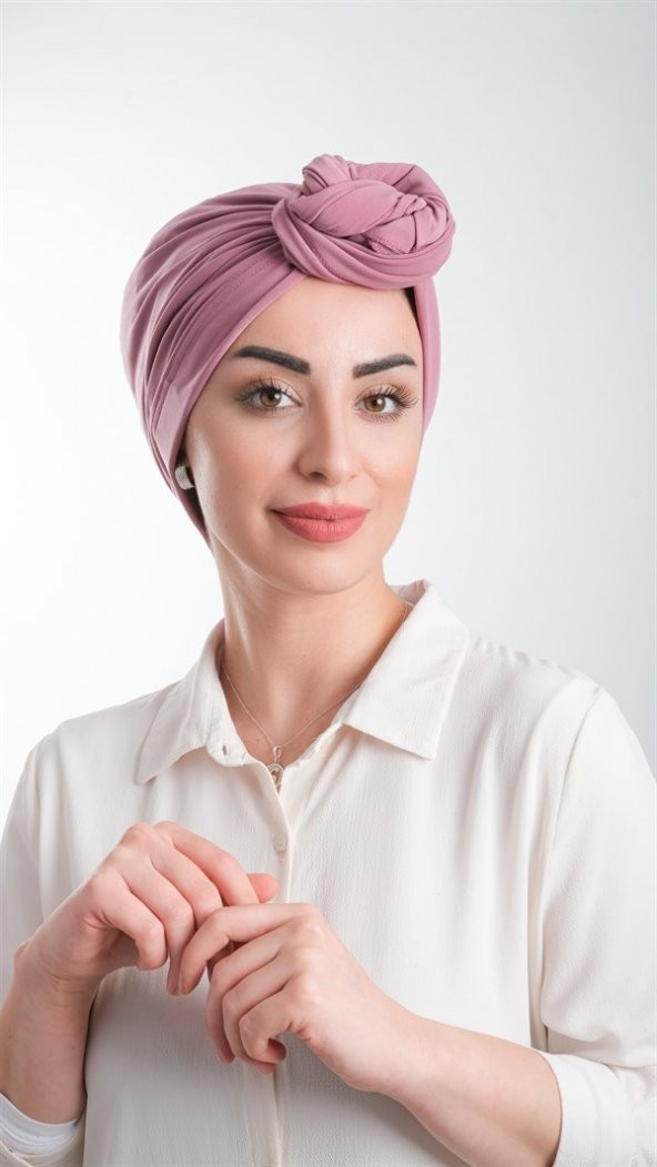 Gül Kurusu Pratik Hazır Geçmeli Tesettür Bone Kesik Elyaf Sade 2111_18