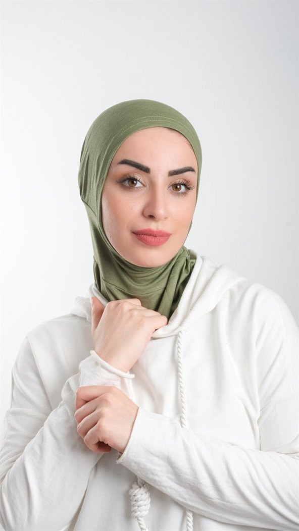 Fıstık Yeşili Pratik Hazır Geçmeli Tesettür Bone Sandy Kumaş Spor Hijab 2113_36
