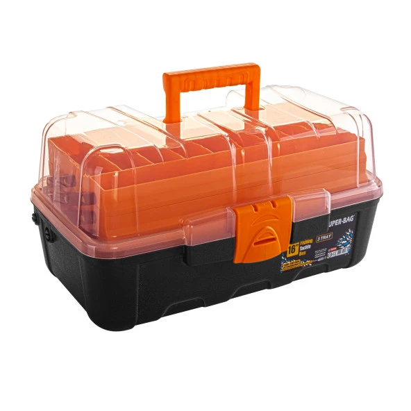 Super-Bag 16 Fıshıng Tackle Box Asr-5038 3Tray 390X202x235h Mm Seffaf