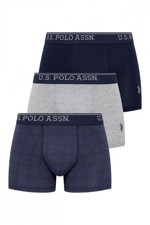 U.S. Polo Assn. Erkek 3lü Lacivert Grimelanj İndigo Boxer 80263