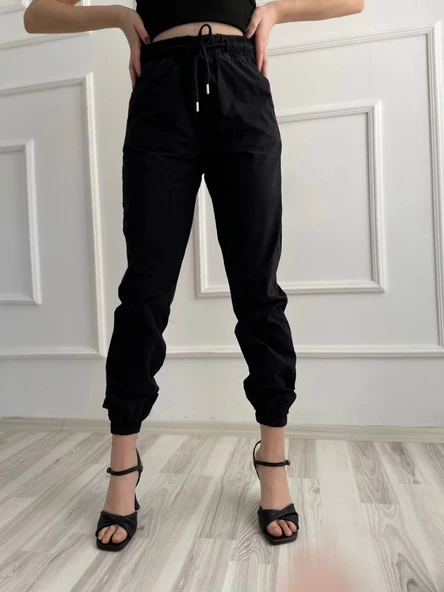 Kadın Beli Tünelli Pantolon Siyah - Resim 3