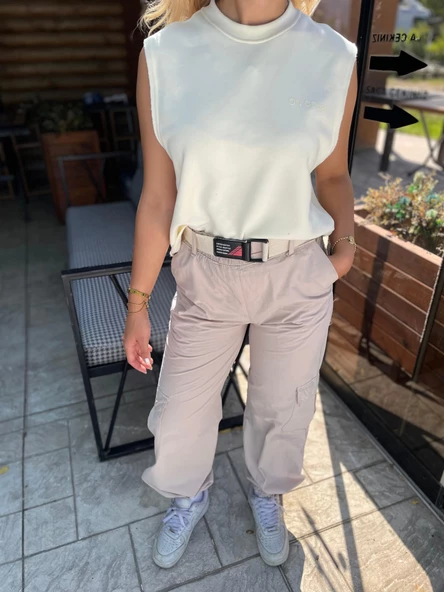 Kadın Kargo Model Pantolon Taş Rengi - 2