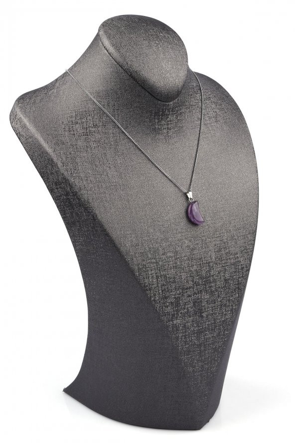 Ametist Doğal Taş Ay Model Kolye - Resim 2