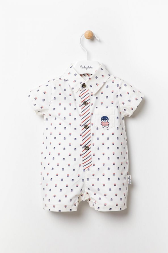 Pamuklu Penguen Detaylı Erkek Bebek Bayramlık Tulum 12779 - 4