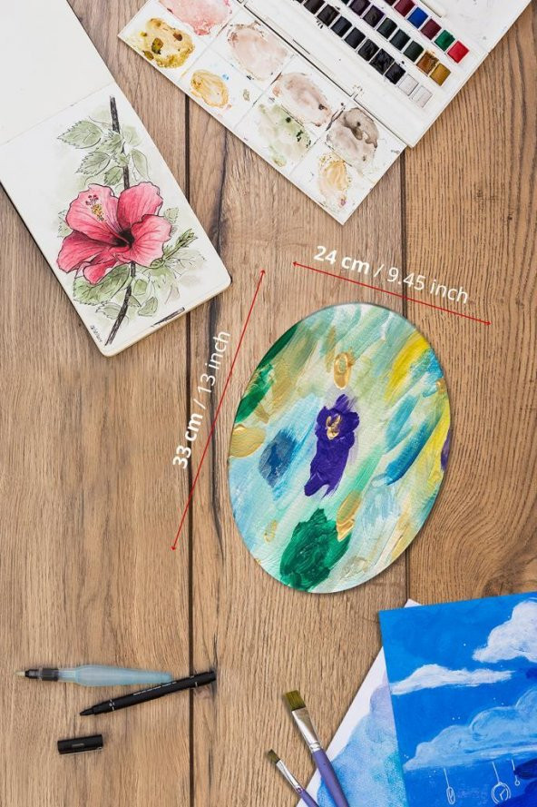 24x33 cm Pres Kompozit Elips Tuval 9lu Set