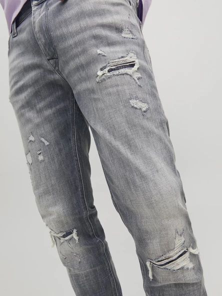 JACK JONES Liam Model Dar Kesim Gri Kot Pantolon 12229187 - Resim 3