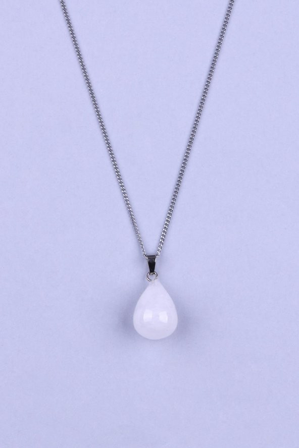 Kristal Kuvars Doğal Taş Damla Model Kolye ürün görseli