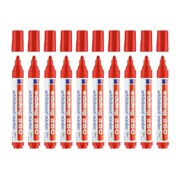 Edding 260 Beyaz Tahta Kalemi Kırmızı 10 Lu Set