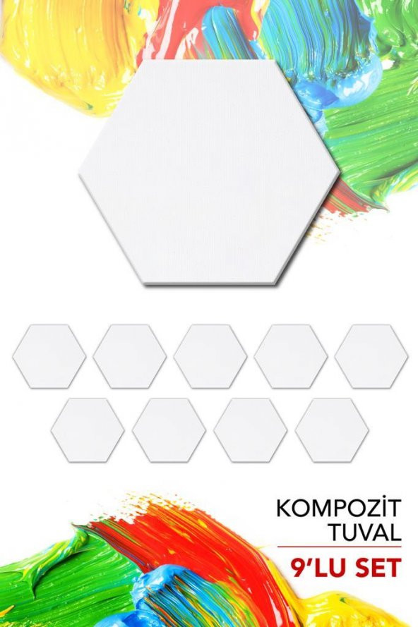 30x35 cm Pres Kompozit Altıgen Tuval 9lu Set - 2