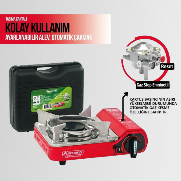 Ck-506 Orcamp Mini Tekli Kamp Ocak Çantalı Gaz Stop Emniyetli - 2