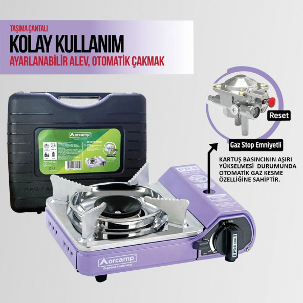 Ck-506 Orcamp Mini Tekli Kamp Ocak Çantalı Gaz Stop Emniyetli - 7