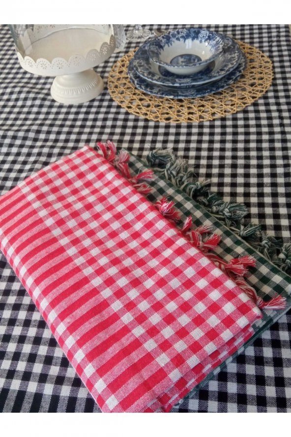 KASES HOME 3'lü Paket Çok Amaçlı Sofra Bezi &kamp Piknik Masa Örtüsü  Siyah, Kırmızı, Yeşil Renk 170x170 Cm