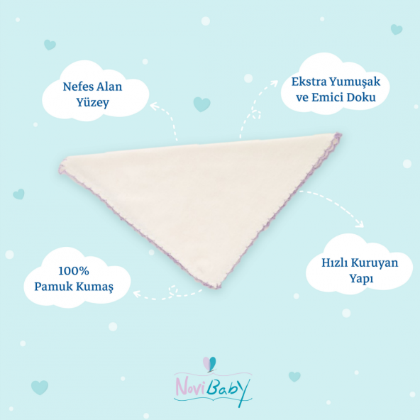 Novibaby 6lı Bebek Ağız Mendili  Beyaz  Salya Mendili Ağız Silme Mendili 100 Pamuk Penye 17x17cm