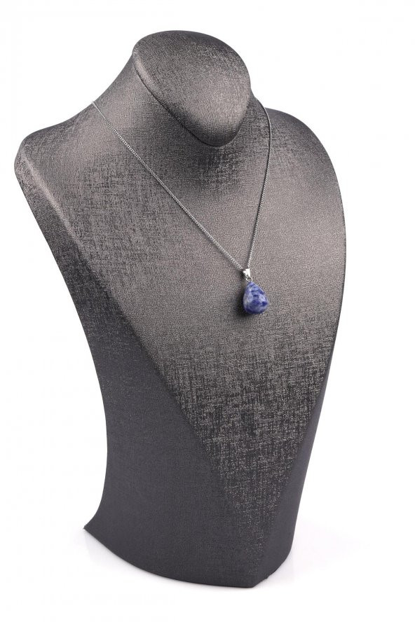 Sodalit Doğal Taş Damla Model Kolye - Resim 2