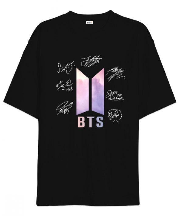 BTS Signature V2 Siyah Oversize Unisex Tişört