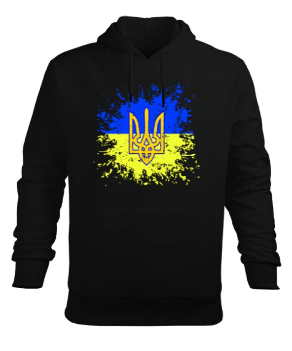 Ukrayna,Ukraine,Ukrayna Bayrağı,Ukraine flag. Siyah Erkek Kapüşonlu Hoodie Sweatshirt