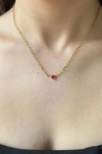 Gümüş Minimal Doğum Taşlı Kolye