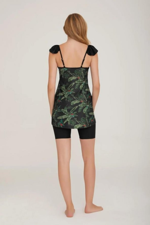 Adasea Brown 3916 İp Asılı Şortlu Tasarım Tesettür Havuz Mayo - Resim 8