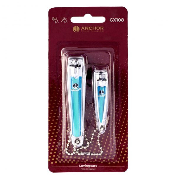 Anchor Çift Renkli Katelalı Tırnak Makası Seti 2 Li Turkuaz (GX108) GKH