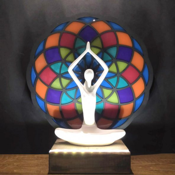 Veraart Epoksili Işıklı Kişiselleştirilebilir Torus Yoga Yapan Kadın Gece Lambası  Dekoratif Obje - 9