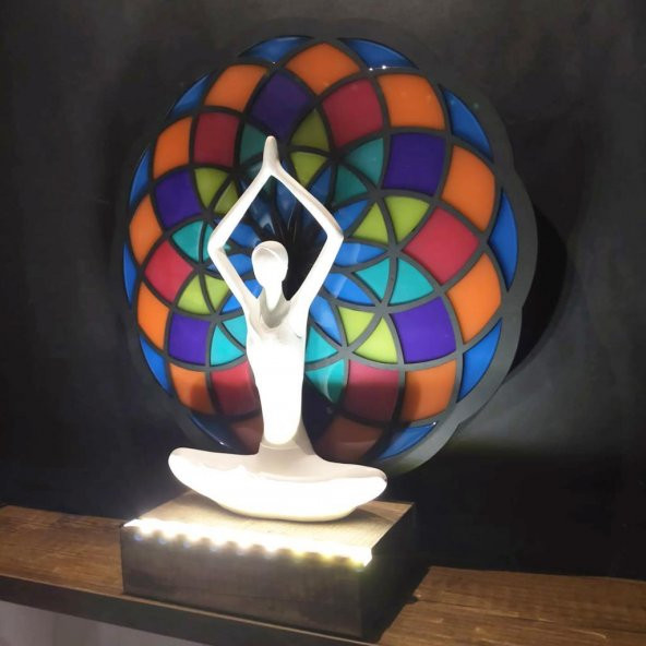 Veraart Epoksili Işıklı Kişiselleştirilebilir Torus Yoga Yapan Kadın Gece Lambası  Dekoratif Obje - 10