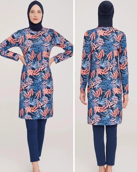 Maresiva Lucas 8010 Tam Boy Lycralı Dijital Desen Tesettür Mayo - Resim 2