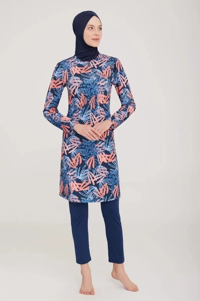 Maresiva Lucas 8010 Tam Boy Lycralı Dijital Desen Tesettür Mayo - Resim 4