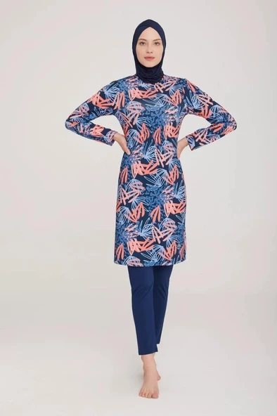 Maresiva Lucas 8010 Tam Boy Lycralı Dijital Desen Tesettür Mayo - Resim 5