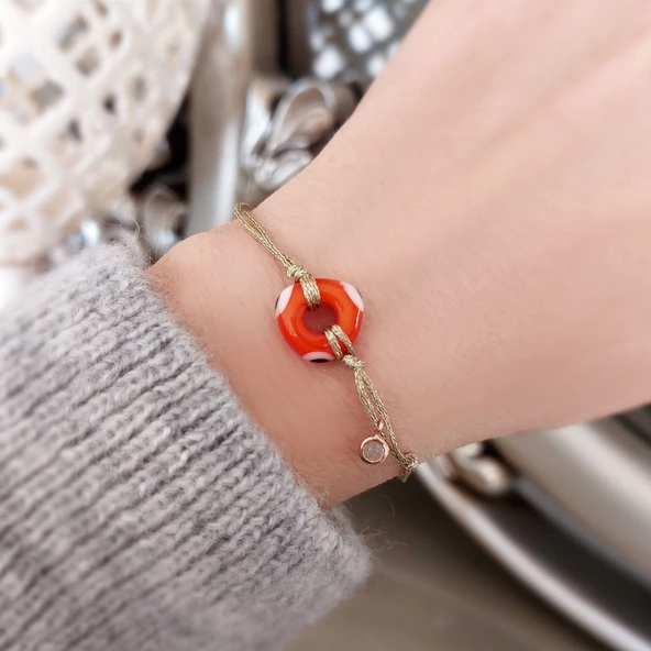 Gümüş Turuncu El Yapımı Nazar Bileklik ürün görseli