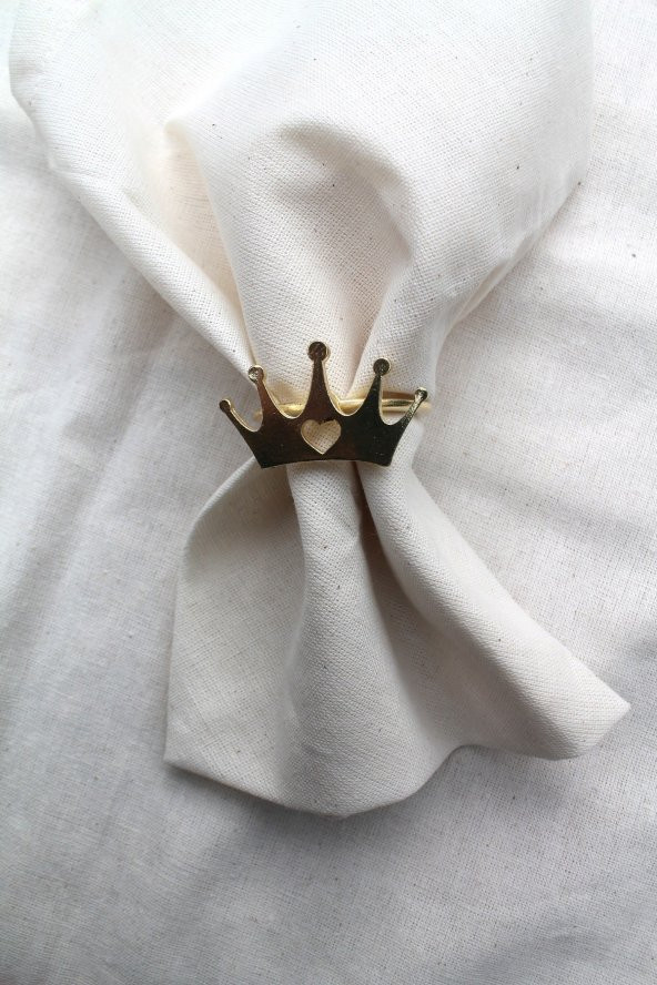 6 Adet Dekoratif Gold Queen Peçete Halkası - Napkin Ring - 3