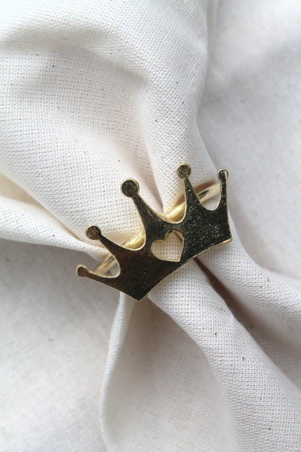 6 Adet Dekoratif Gold Queen Peçete Halkası - Napkin Ring - 5