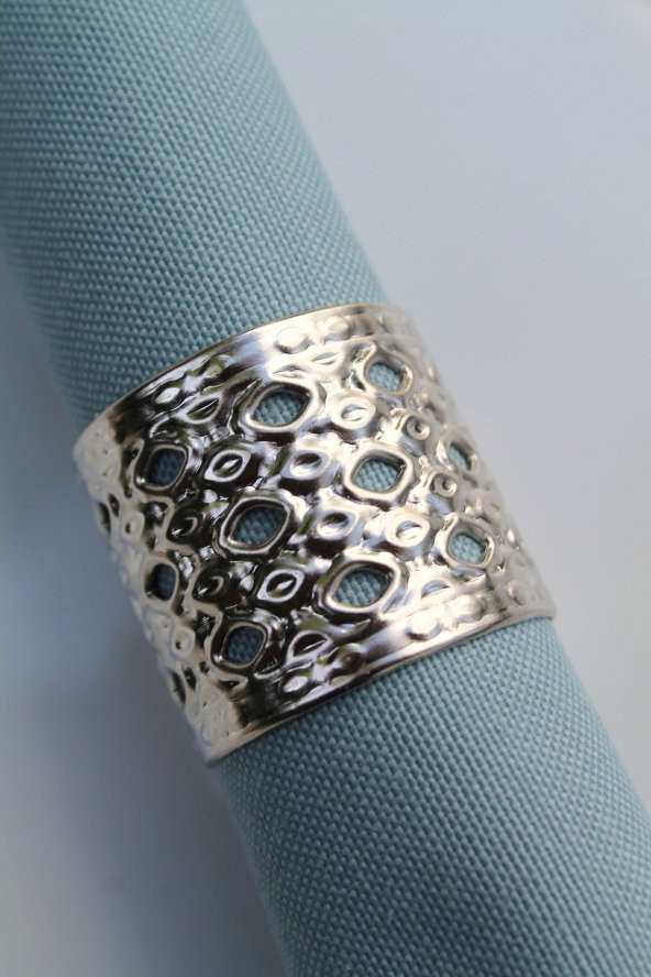 6 Adet Silver Venus Luxury Metal Peçete Halkası - 4