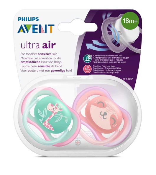 Philips Avent Ultra Air 2li Desenli Gece Emziği +18 Ay - Kız