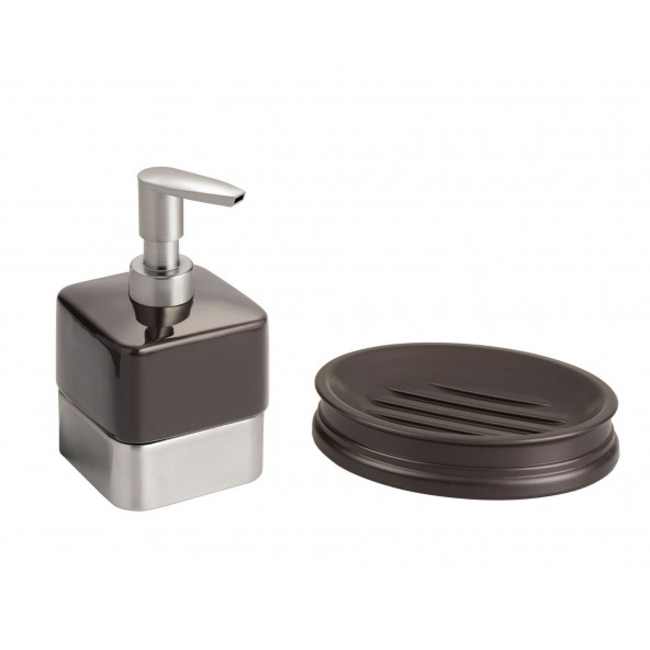 ZBOSP-C357 PORSELEN SIVI SABUNLUK VE PLASTİK SABUNLUK 2 Lİ BANYO SETİ - 2