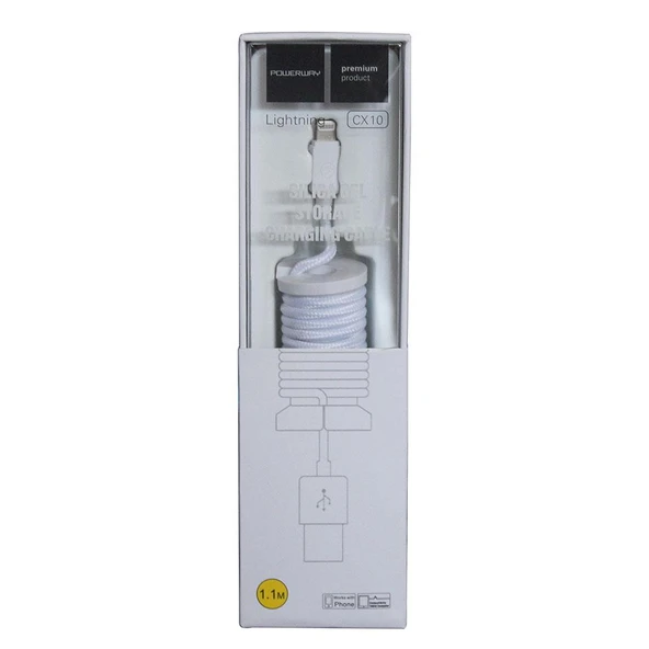 Powerway Apple Lightning Hızlı Şarj Kablosu Örgülü 1.1M - CX10 Beyaz - 2