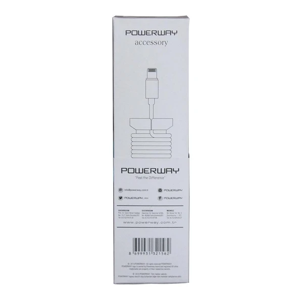 Powerway Apple Lightning Hızlı Şarj Kablosu Örgülü 1.1M - CX10 Beyaz - 5