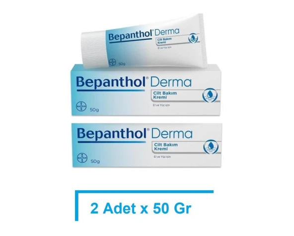 Bepanthol Derma Cilt Bakım Kremi El ve Yüz İçin 50 Gr - 2 ADET - SKT:03/2026