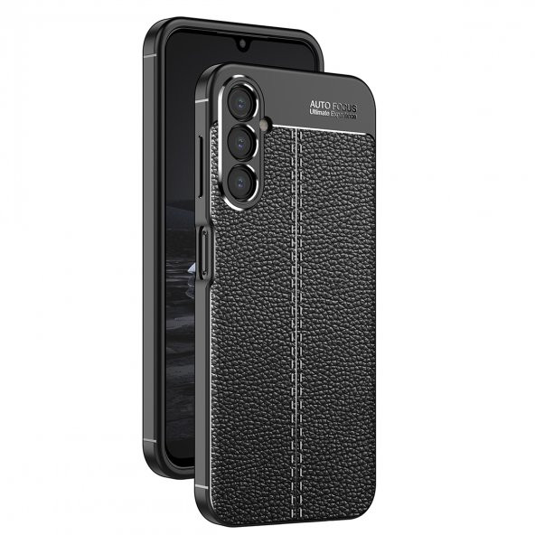 Samsung Galaxy A14 Kılıf Focus Deri Görünümlü Kamera Korumalı Silikon Kılıf