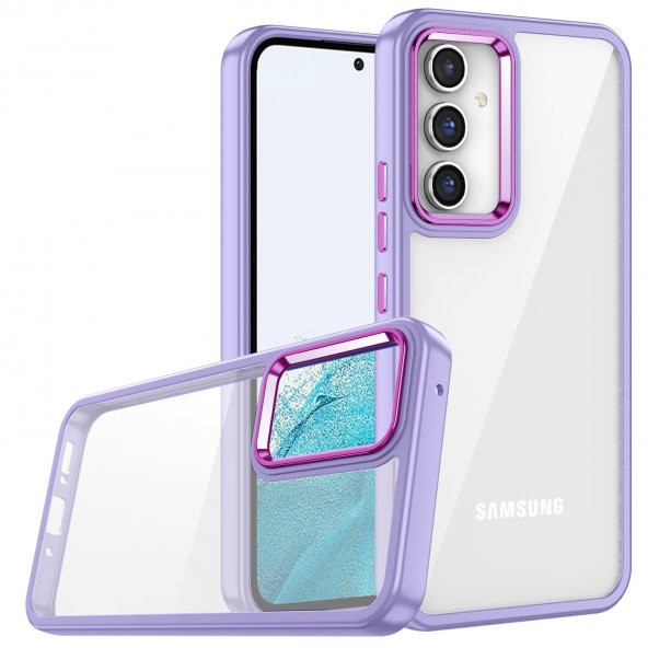 Samsung Galaxy A14 Kılıf Renkli Kenar Arkası Şeffaf Flora Silikon Kılıf - 6