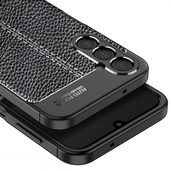 Samsung Galaxy A14 Kılıf Focus Deri Görünümlü Kamera Korumalı Silikon Kılıf - 6
